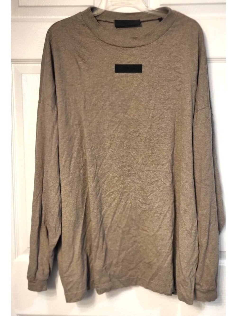 Mens Fear of God Tan Long Sleeve T Shirt SZ L Logo Casual Classic